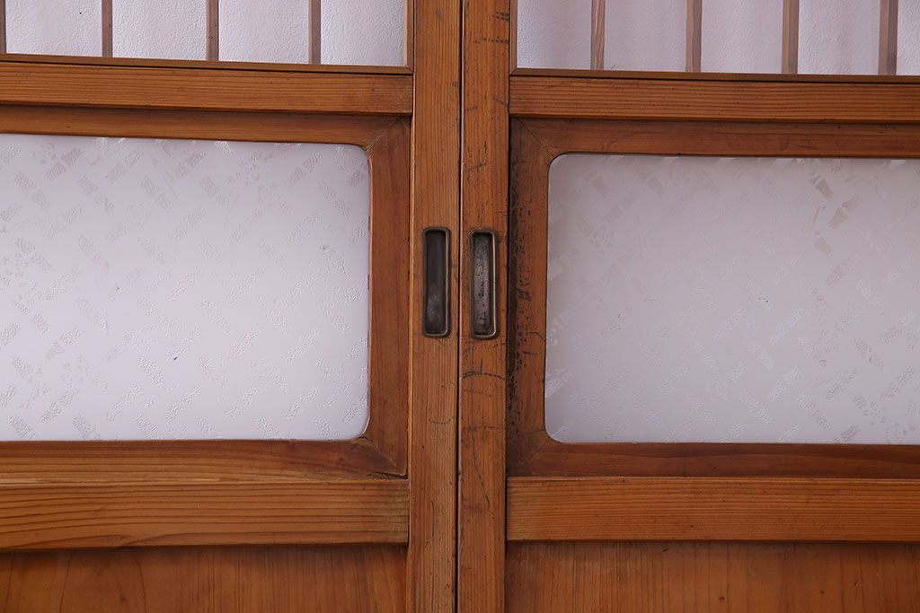 【S様ご成約分】なつかしさ漂う昭和レトロのガラス障子戸(格子戸、引き戸)4枚セット