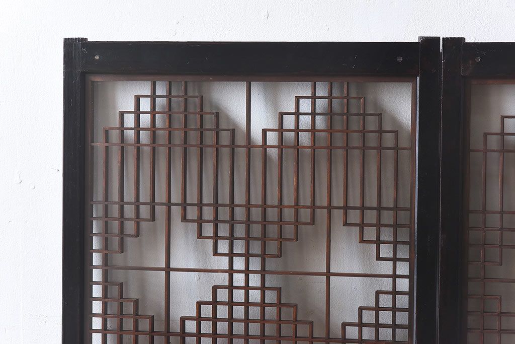 和製アンティーク　和みの空間におすすめのガラス書院戸(ガラス戸、引き戸)(2枚組)