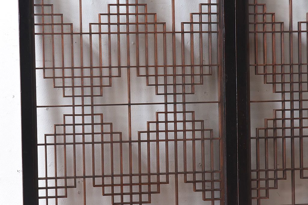 和製アンティーク　和みの空間におすすめのガラス書院戸(ガラス戸、引き戸)(2枚組)