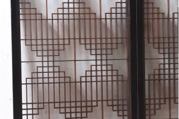 和製アンティーク　和みの空間におすすめのガラス書院戸(ガラス戸、引き戸)(2枚組)