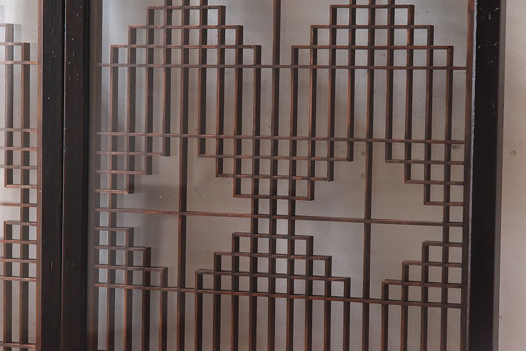 和製アンティーク　和みの空間におすすめのガラス書院戸(ガラス戸、引き戸)(2枚組)