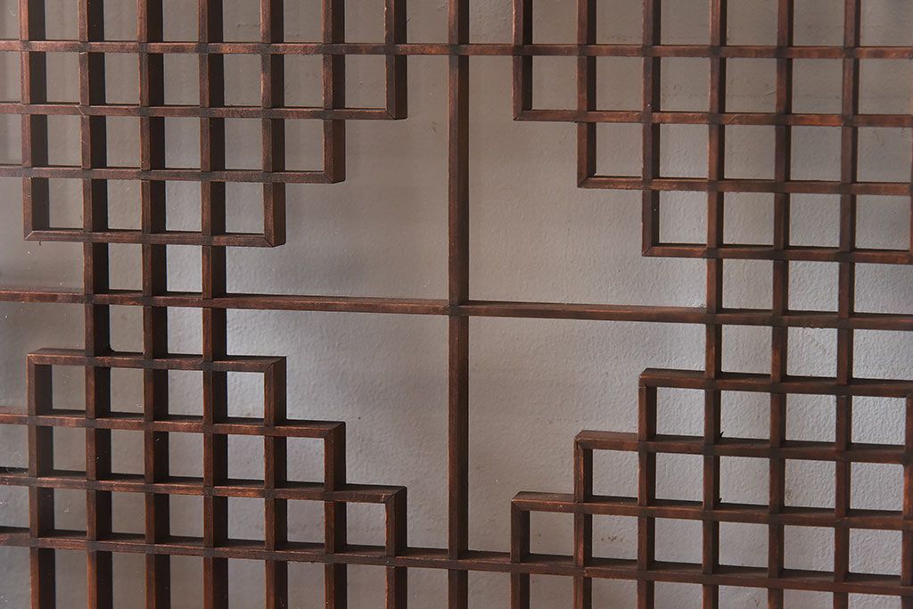 和製アンティーク　和みの空間におすすめのガラス書院戸(ガラス戸、引き戸)(2枚組)