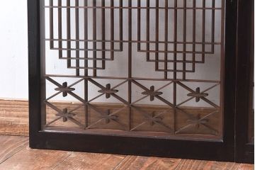 和製アンティーク　和みの空間におすすめのガラス書院戸(ガラス戸、引き戸)(2枚組)