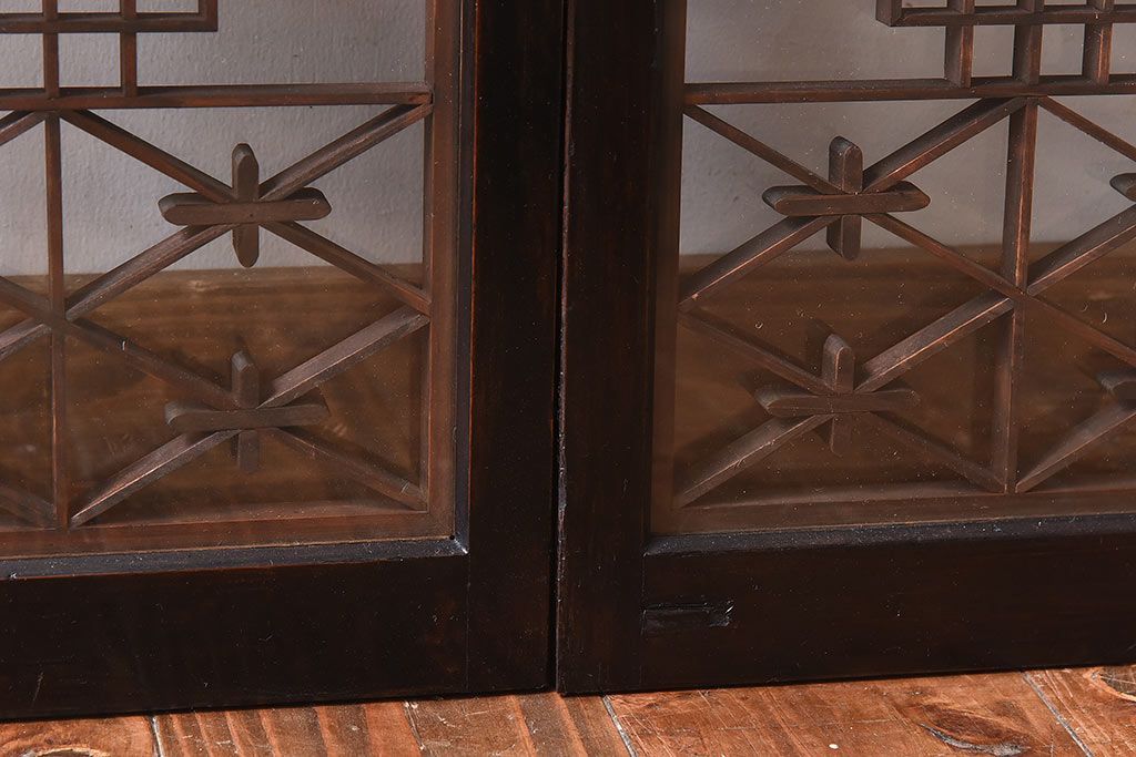 和製アンティーク　和みの空間におすすめのガラス書院戸(ガラス戸、引き戸)(2枚組)