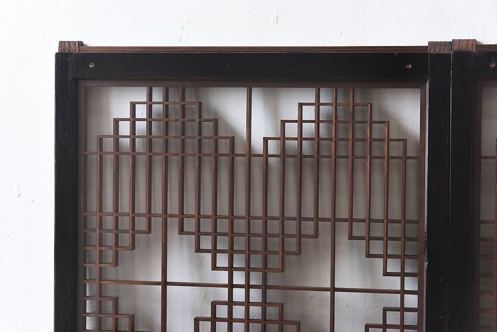 和製アンティーク　和みの空間におすすめのガラス書院戸(ガラス戸、引き戸)(2枚組)