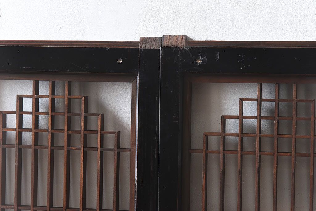 和製アンティーク　和みの空間におすすめのガラス書院戸(ガラス戸、引き戸)(2枚組)