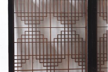 和製アンティーク　和みの空間におすすめのガラス書院戸(ガラス戸、引き戸)(2枚組)