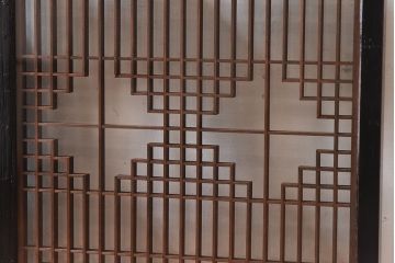 和製アンティーク　和みの空間におすすめのガラス書院戸(ガラス戸、引き戸)(2枚組)