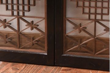 和製アンティーク　和みの空間におすすめのガラス書院戸(ガラス戸、引き戸)(2枚組)