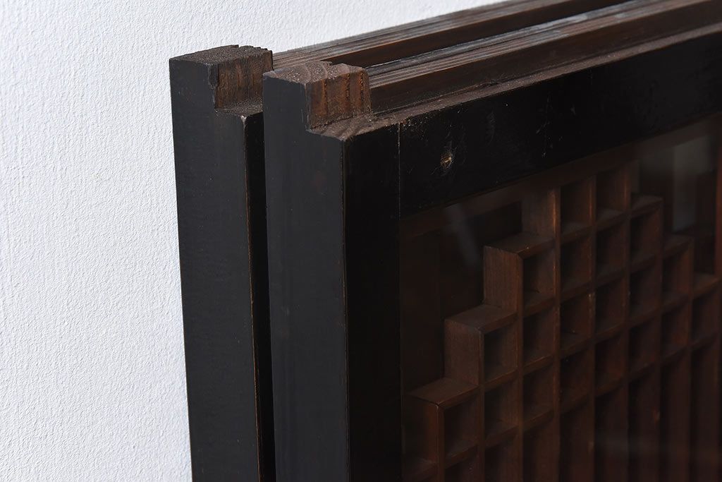 和製アンティーク　和みの空間におすすめのガラス書院戸(ガラス戸、引き戸)(2枚組)