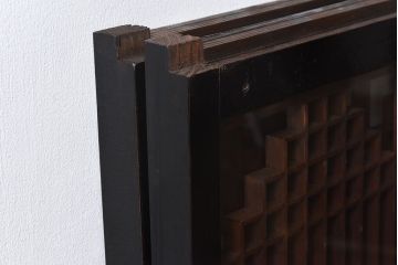 和製アンティーク　和みの空間におすすめのガラス書院戸(ガラス戸、引き戸)(2枚組)