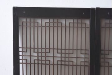 和製アンティーク　和モダンな雰囲気漂う組子ガラス戸(引き戸、建具)2枚セット