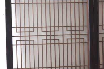 和製アンティーク　和モダンな雰囲気漂う組子ガラス戸(引き戸、建具)2枚セット