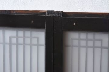 和製アンティーク　和モダンな雰囲気漂う組子ガラス戸(引き戸、建具)2枚セット