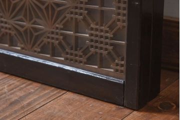 和製アンティーク　和モダンな雰囲気漂う組子ガラス戸(引き戸、建具)2枚セット