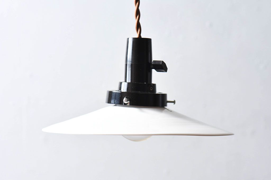 昭和レトロ　昔懐かしい魅力のある平笠シェード(天井照明、ペンダントライト)