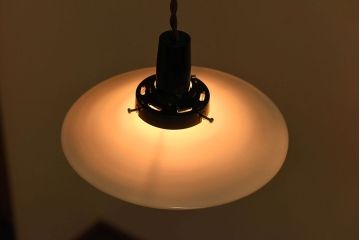 昭和レトロ　昔懐かしい魅力のある平笠シェード(天井照明、ペンダントライト)