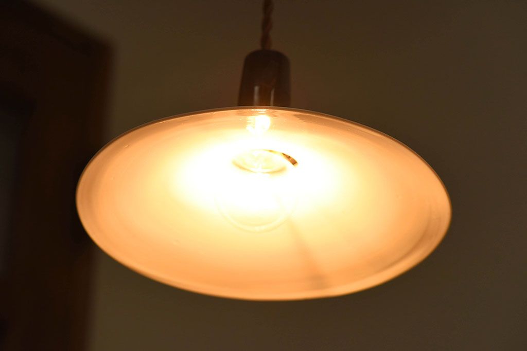 昭和レトロ　昔懐かしい魅力のある平笠シェード(天井照明、ペンダントライト)