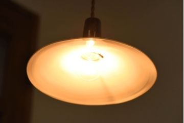 昭和レトロ　昔懐かしい魅力のある平笠シェード(天井照明、ペンダントライト)
