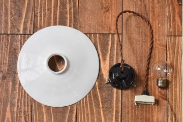 昭和レトロ　昔懐かしい魅力のある平笠シェード(天井照明、ペンダントライト)