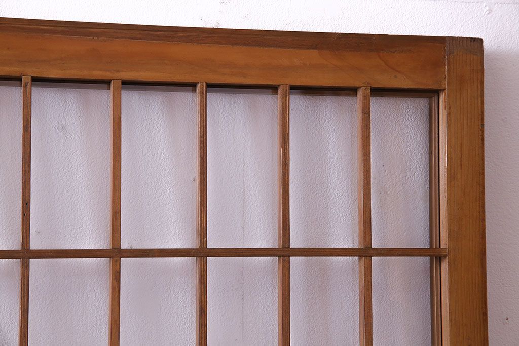 人気のダイヤガラスを入れてリメイクした昭和レトロなガラス障子戸(格子戸、引き戸)2枚組