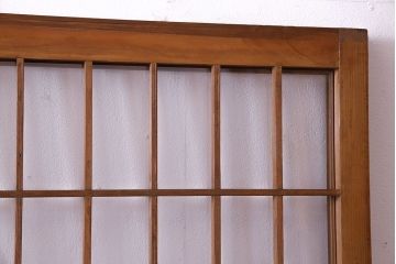 人気のダイヤガラスを入れてリメイクした昭和レトロなガラス障子戸(格子戸、引き戸)2枚組