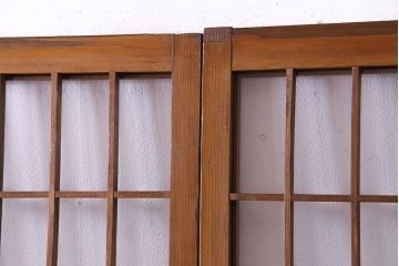 人気のダイヤガラスを入れてリメイクした昭和レトロなガラス障子戸(格子戸、引き戸)2枚組