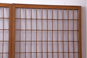 人気のダイヤガラスを入れてリメイクした昭和レトロなガラス障子戸(格子戸、引き戸)2枚組