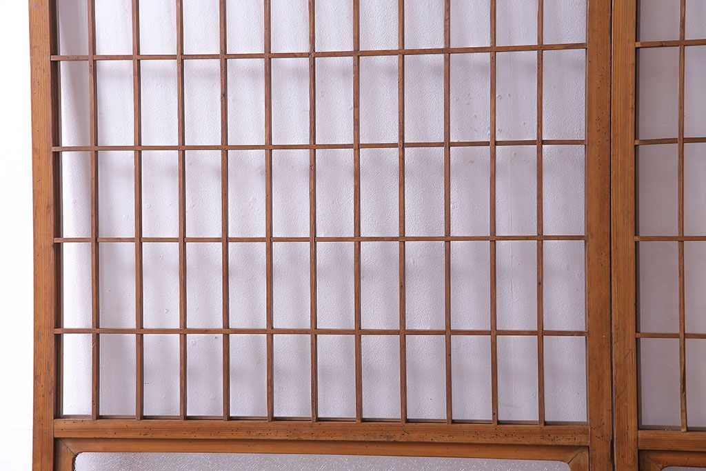 人気のダイヤガラスを入れてリメイクした昭和レトロなガラス障子戸(格子戸、引き戸)2枚組