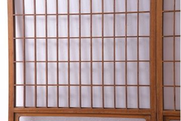 人気のダイヤガラスを入れてリメイクした昭和レトロなガラス障子戸(格子戸、引き戸)2枚組
