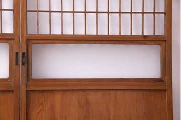 人気のダイヤガラスを入れてリメイクした昭和レトロなガラス障子戸(格子戸、引き戸)2枚組