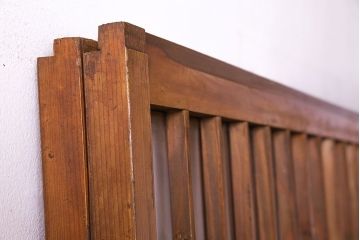 人気のダイヤガラスを入れてリメイクした昭和レトロなガラス障子戸(格子戸、引き戸)2枚組