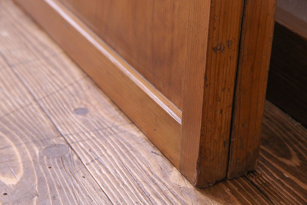 人気のダイヤガラスを入れてリメイクした昭和レトロなガラス障子戸(格子戸、引き戸)2枚組