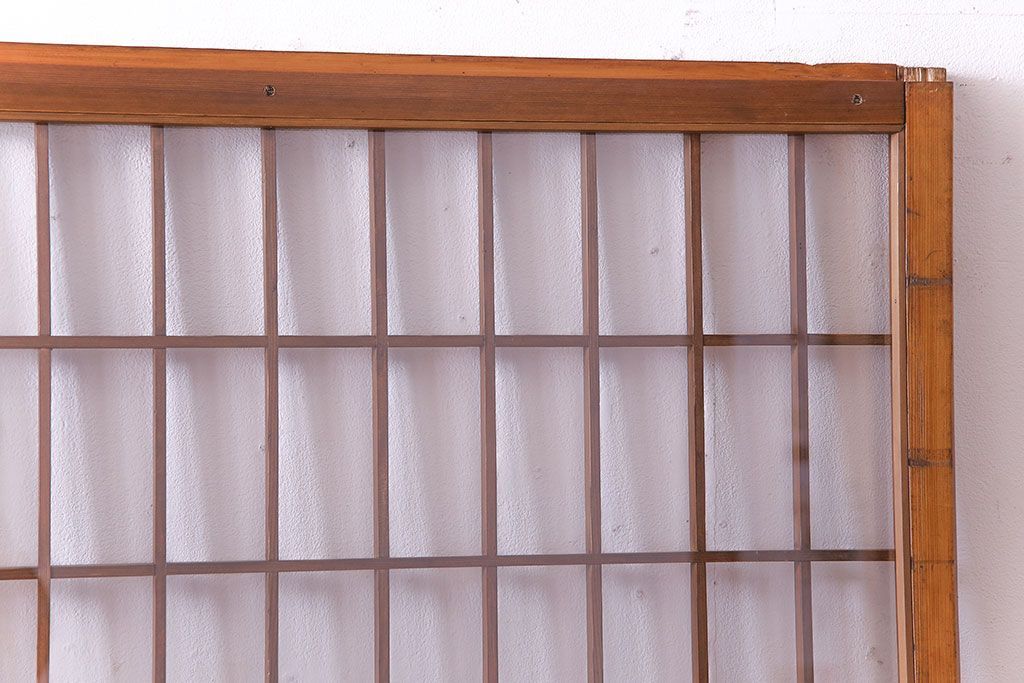 人気のダイヤガラスを入れてリメイクした昭和レトロなガラス障子戸(格子戸、引き戸)2枚組