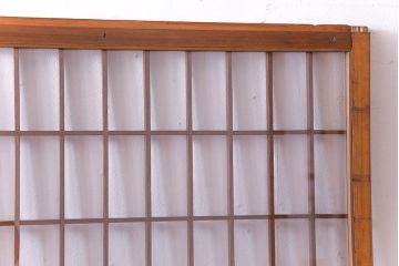 人気のダイヤガラスを入れてリメイクした昭和レトロなガラス障子戸(格子戸、引き戸)2枚組