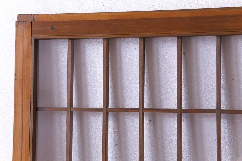 人気のダイヤガラスを入れてリメイクした昭和レトロなガラス障子戸(格子戸、引き戸)2枚組