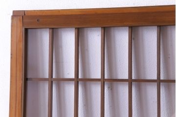 人気のダイヤガラスを入れてリメイクした昭和レトロなガラス障子戸(格子戸、引き戸)2枚組