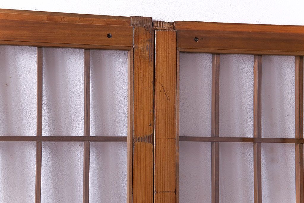 人気のダイヤガラスを入れてリメイクした昭和レトロなガラス障子戸(格子戸、引き戸)2枚組