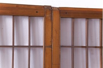 人気のダイヤガラスを入れてリメイクした昭和レトロなガラス障子戸(格子戸、引き戸)2枚組