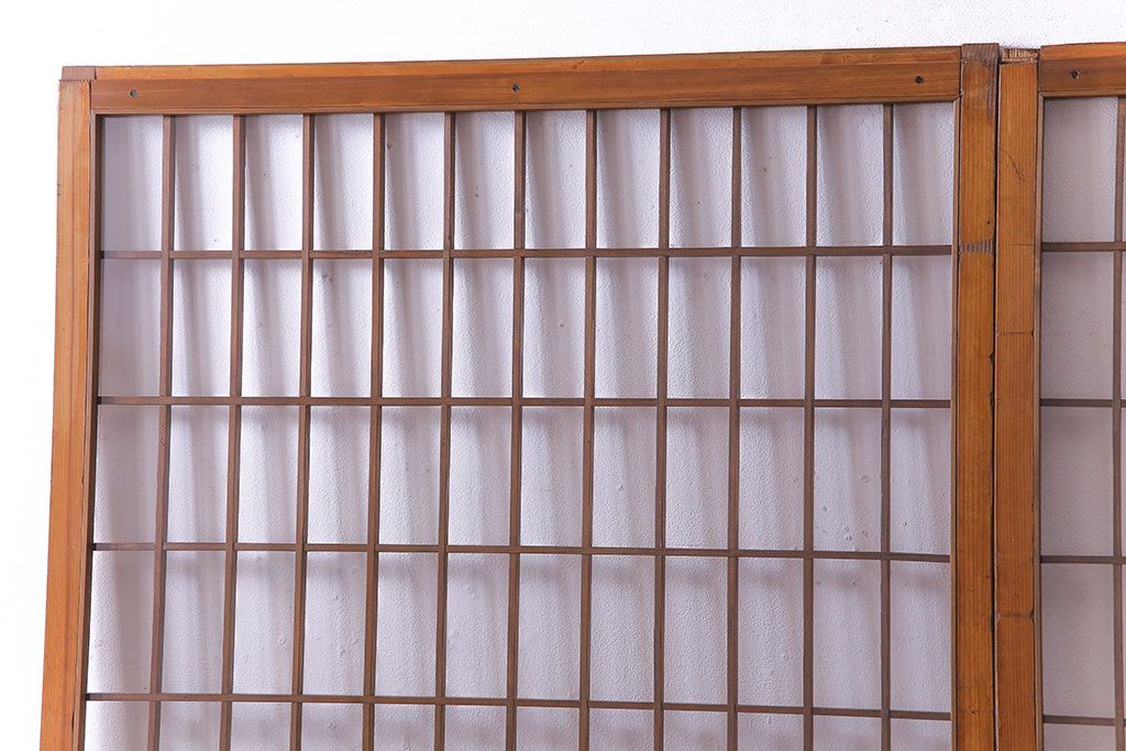 人気のダイヤガラスを入れてリメイクした昭和レトロなガラス障子戸(格子戸、引き戸)2枚組