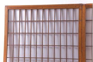 人気のダイヤガラスを入れてリメイクした昭和レトロなガラス障子戸(格子戸、引き戸)2枚組
