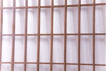 人気のダイヤガラスを入れてリメイクした昭和レトロなガラス障子戸(格子戸、引き戸)2枚組