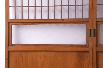 人気のダイヤガラスを入れてリメイクした昭和レトロなガラス障子戸(格子戸、引き戸)2枚組