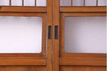 人気のダイヤガラスを入れてリメイクした昭和レトロなガラス障子戸(格子戸、引き戸)2枚組