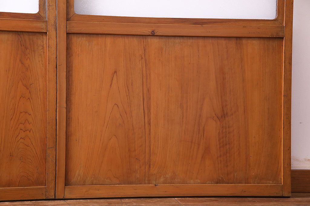 人気のダイヤガラスを入れてリメイクした昭和レトロなガラス障子戸(格子戸、引き戸)2枚組