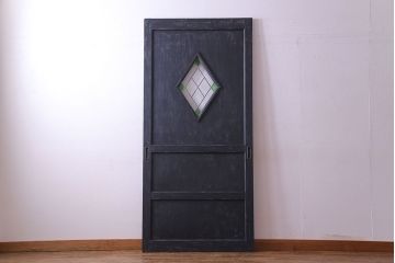 【S様ご成約分】結霜ガラス入り　シャビーなアンティークペイントドア(建具、引き戸)