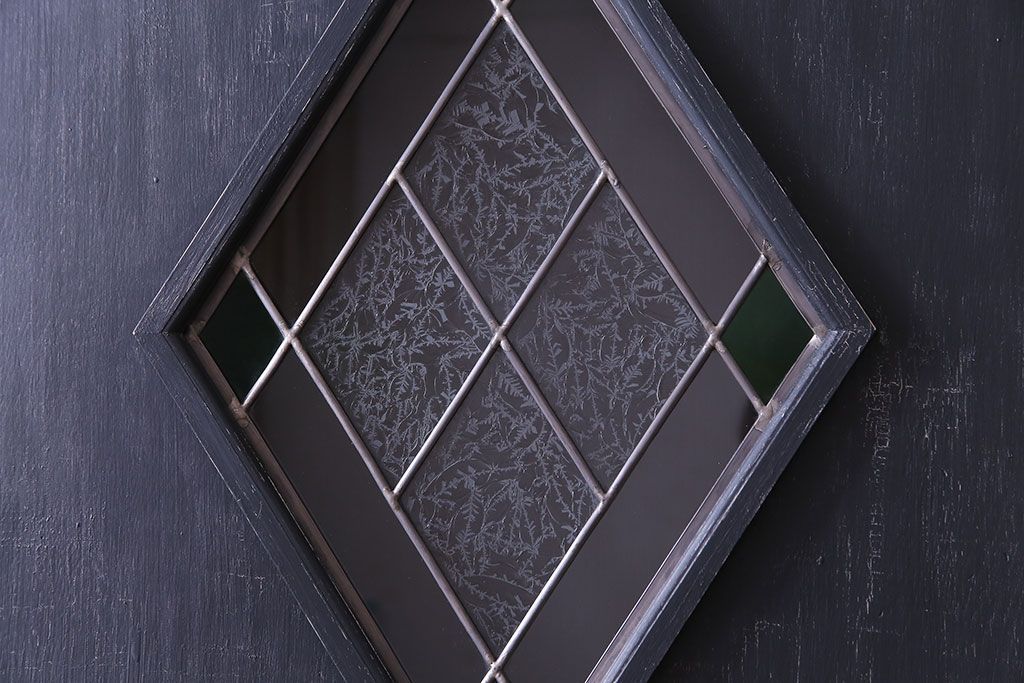 【S様ご成約分】結霜ガラス入り　シャビーなアンティークペイントドア(建具、引き戸)