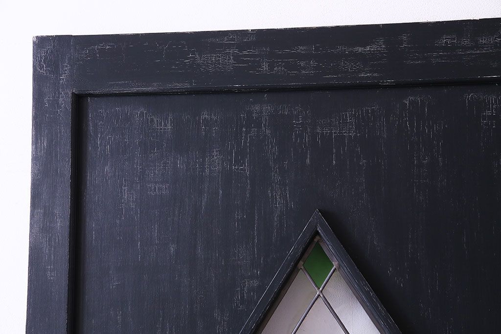 【S様ご成約分】結霜ガラス入り　シャビーなアンティークペイントドア(建具、引き戸)