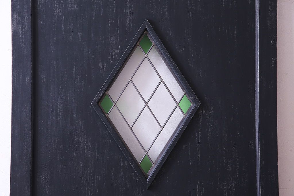 【S様ご成約分】結霜ガラス入り　シャビーなアンティークペイントドア(建具、引き戸)