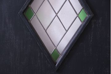 【S様ご成約分】結霜ガラス入り　シャビーなアンティークペイントドア(建具、引き戸)